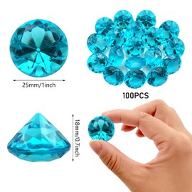 LYHLYA Gemstones for Children, Sky Blue Acrylic Diamonds, 25 mm, Decorative Diamonds, Acrylic Gemstones, Fake Gemstones for Vase Fillers, Wedding Vases, Table Decoration, Party Decorations