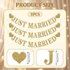 Guttiuaa Just Married Banner, 3 Pcs Gold Glitter Wedding Bunting