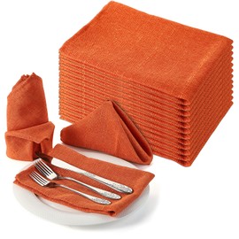 TOPZEA 12 Pack Kitchen Cloth Napkins, 18" x 18" Dinner Napkin Reusable Napkins Polyester Fabric Table Napkin Harvest Dinner Napkins, Orange Cloth Napkin Washable for Home Dinner, Wedding, Thanksgiving