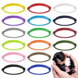 BOUMUSOE 16pcs Adjustable Puppy ID Bands - Multi Coloured Whelping Collars for Dog, Kitten & Newborn Pet
