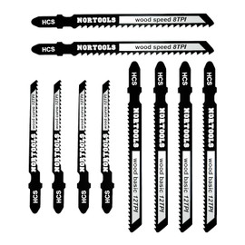 NORTOOLS Jigsaw Blade Set 10 Pcs T Shank HCS Clean Fast Wood Cutting Jigsaw Blades for Softwood, Plywood, Chipboard Types T119B T119BO T111C
