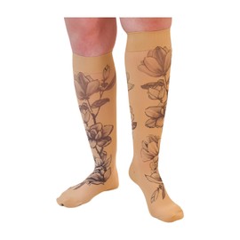 Lymphedivas Magnolia Beige Medical Graduated Compression Sock Pair for Swelling in the Legs and Feet 15-20mmHg (Short Open-Toe Small)