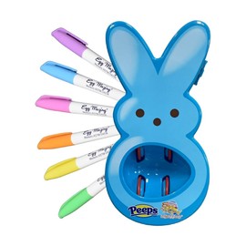 The Eggmazing Egg Decorator - Peeps Bunny - Arts and Craft Set Includes 6 Colorful Quick Drying, Non-Toxic Markers - Blue - Packaging May Vary