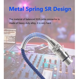 LANMINGLEL Short 3 Pin Metal Spring Microphone Cable XLR Male to Female Heavy Duty Balanced Nylon Braided Cord Compatible Speakers, Microphones(0.3M)