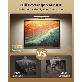EZVALO Picture Light for Wall, 4800mAh Rechargeable Wireless Remote, 16in Dimmable Magnetic LED Art Display Light with 3 Color Temperatures, for Gallery, Living Room, Bedroom, Hallway (Gold)