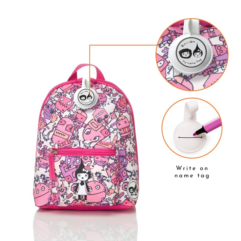 Pink Robots Toddler Kids Children Mini Backpack Rucksack With Reins