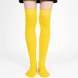 Mysocks Unisex Over the Knee Socks Seamless Toe Finest Combed Cotton, yellow