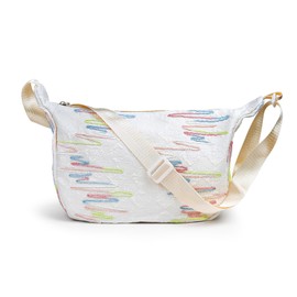AfitLulu Crossbody Bag Women's Lightweight Shoulder Bag with Widened and Adjustable Shoulder Strap, Exquisite Colourful Embroidered Threads Shoulder Bag Women for Shopping Travel, White, Contemporary