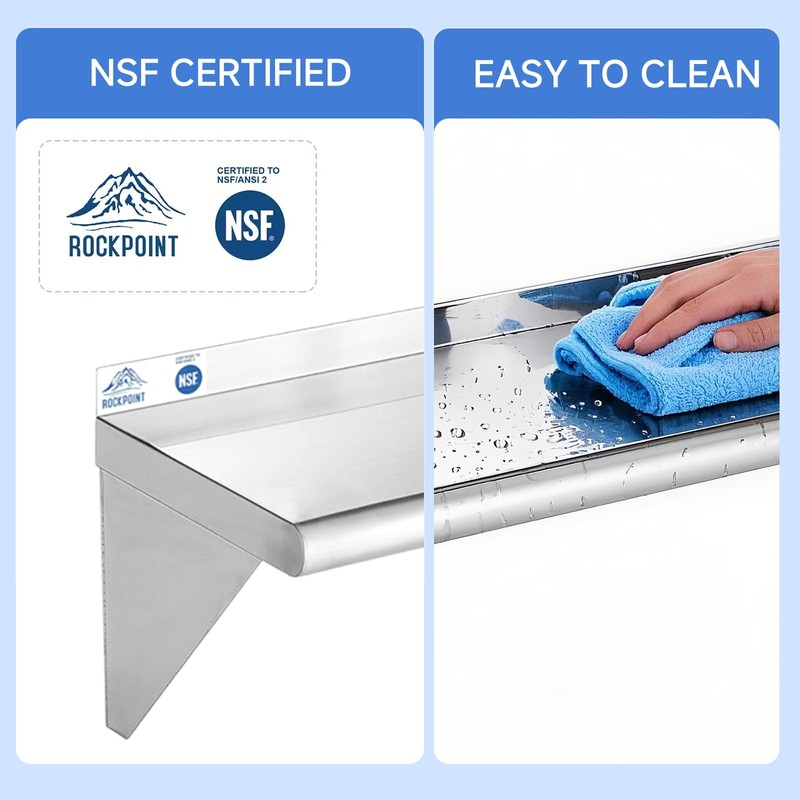 ROCKPOINT Stainless Steel Shelf 12 x 30 Inches 280lb, 2