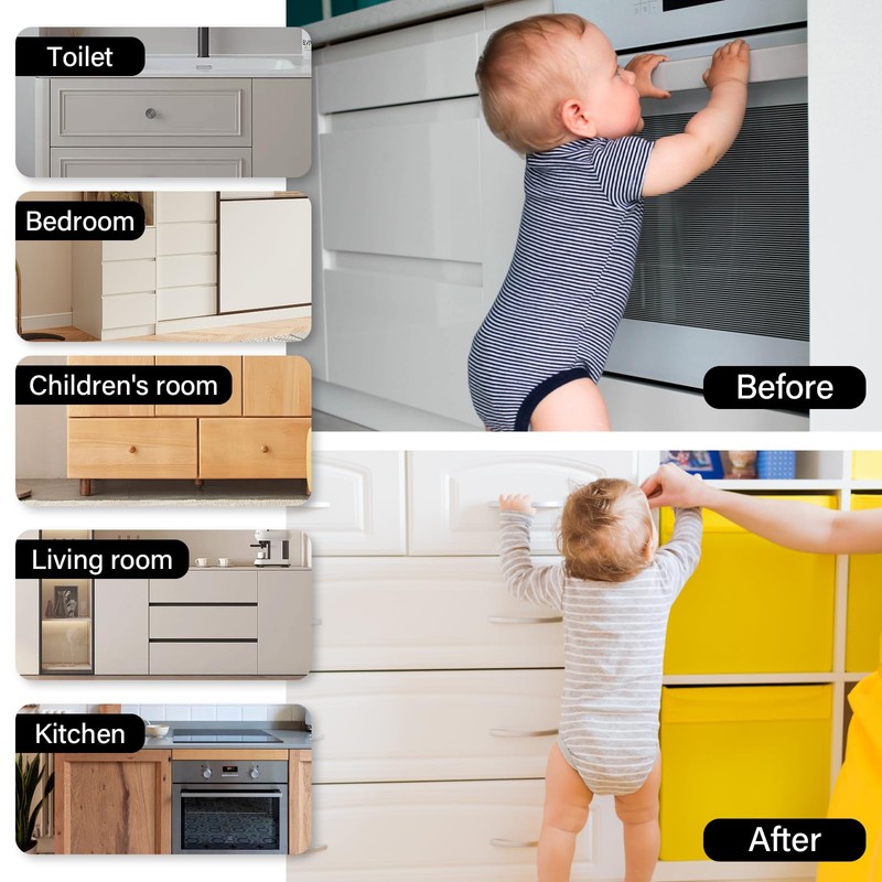 kimitimi 24 Pack Magnetic Cabinet Locks Baby Proofing - Child