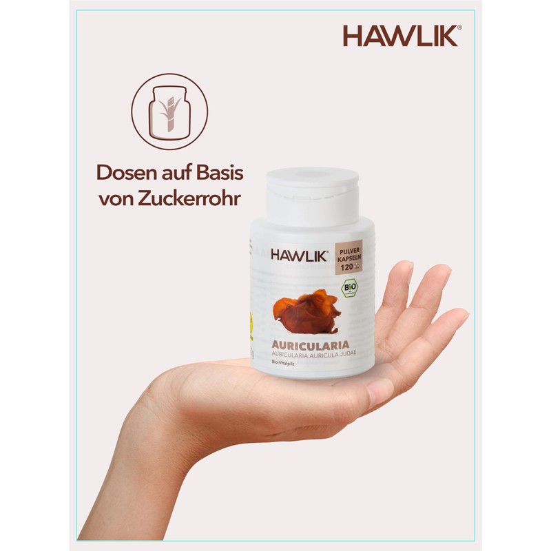 Hawlik Health Products - Auricularia Powder Capsules - Vital Mushrooms