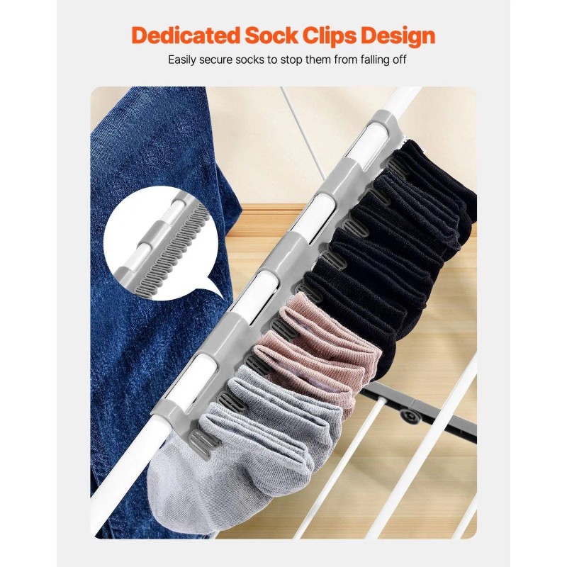 2-Tier Foldable Metal Clothes Drying Rack with 21 Drying Rods