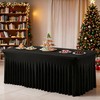 2 Pack Black Spandex Fitted Tablecloth 6 Foot - Stretch