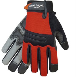 West County 047B/L Men's Landscape Gloves – Large, Brick, Work Gloves w/Neoprene Knuckle, Anti-Slip Palms, Reinforced Thumb & Fingertips
