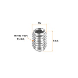 sourcing map Ball Point Set Screws, M4 x 6mm 304 Stainless Steel Metric Spring Hex Socket Screw 15pcs
