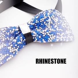 Youteer Rhinestone Bow Ties for men, Adjustable Length Sequin Pre-Tied Bow Ties with Rose Brooch for Wedding and Party, A-Royal blue