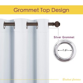 NICETOWN Room Darkening Draperies Curtains Panels, Window Treatment Thermal Insulated Grommet Room Darkening Curtains/Drapes for Bedroom (2 Panels, 42 by 45, Platinum-Greyish White)