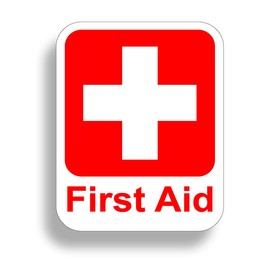 Reel Sticky Emergency First Aid Kit Sticker Vinyl Decal Health Safety Red 1st Cross Sign 911