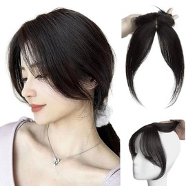 Bangs Postizos 3D para Mujer - Extensiones de Cabello con Parte Media, Cobertura Natural de Línea del Cabello para Cabello Fino o Escaso, Uso Diario, 