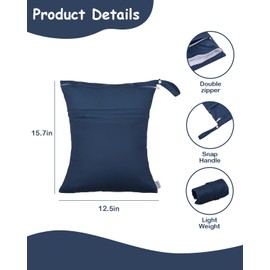 ALVABABY 2pcs Superior Waterproof Wet Dry Bags,Two Reusable Zippered Pocket Outdoor Wet Bags,Travel,Beach,Pool,Daycare,Soiled Baby Items,Yoga Gym Bag,Wet Bag for Swimsuit 2LWM04A-II