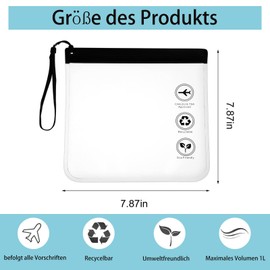 Transparent Toiletry Bag, Pack of 6, Aeroplane PVC Cosmetic Bag, Waterproof, 20 x 20 cm, Airport Security Approved Liquid Bag, Leak-Proof, Travel Holiday Must Have, Toiletry Bags