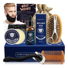 Kit Para Barba De 8 Piezas Con Aceite, Bálsamo Y Tijeras Pa