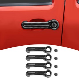 PDKLIN for Nitro Door Handle Cover Trim for Dodge Nitro 2007-2012 for Jeep Liberty 2007-2012 Black Carbon Fiber Exterior Accessories 4pcs