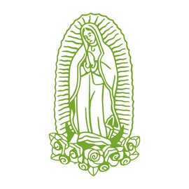 Virgin Mary Roses Sticker Vinyl Decal Notebook Car Window Laptop 4.5" x 8" (Lime Green)