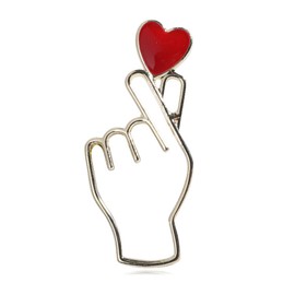 Hand Gesture Heart Enamel Pin Metal Brooch Sign Language Lapel Badge Finger K-Pop Women Men Friends