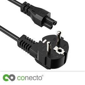 conecto Power Cable 3-Pin 2.0 m Protective Contact Power Plug Schuko Plug to C5 Female Power Cable Power Supply for Monitor PC Printer, Black