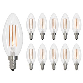 Bulbrite Item 776856, LED Filament Candelabra Light Bulb, 4.5 Watt, 2700K, for Use in Chandeliers and Sconces, Fully Dimmable, 40 Watt Incandescent Equivalent (Pack of 10)