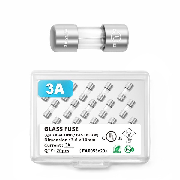 Chanzon 20Pcs UL Listed 3.6x10mm 3A 125V/250V 3 Amp F3AL