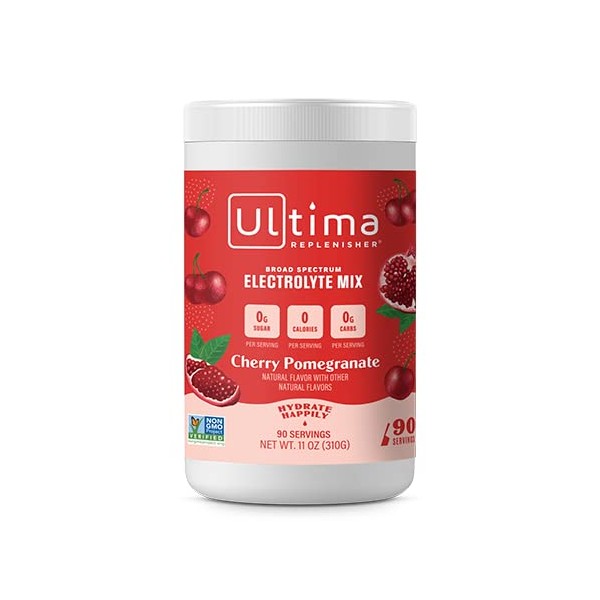 Ultima Replenisher Hydrating Electroyte Drink Mix, Cherry Pomegranate, 90 Serving - Sugar Free, 0 Calories, 0 Carbs - Gluten-Free, Keto, Non-GMO with Magnesium, Potassium, Calcium