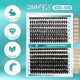 Individual Eyelashes, 40D/50D DIY Cluster Eyelashes, 0.07 D Curl, 10-18 Mix, Individual Eyelash Extensions, Volume Eyelash Clusters at Home, GEMERRY Eyelashes (40D+50D-0.07D-10-18 mm)