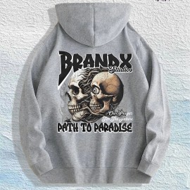 BRANDX Studios Graphic Hoodie 100% Cotton US Warehouse 7 ColorsColor: Khaki, Size: 2 XL