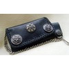 Leather Biker Wallet Circle of Skull with Chain and Belt