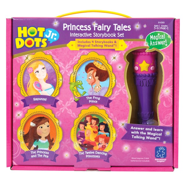 Educational Insights Hot Dots Jr. Princess Fairy Tales Storybooks, 4 Books & Interactive Pen, Homeschool Learning Workbooks, Early Learning Activities for Ages 3+