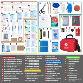 Raismile 505 Piece Large First Aid Kit - Comprehensive Medical Kit for Home, Car, Travel, Camping, Business, School & Outdoor, HSA/FSA Eligible
