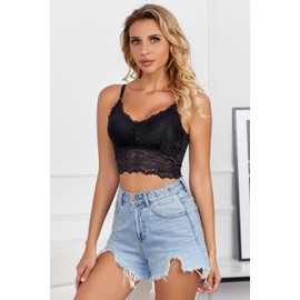 Maiclaice Damen Spitze BH Mit Polsterung Billig Sexy Bequemer Bequem Bralette Ohne Bügel Büstenhalter Schwarz X-Large