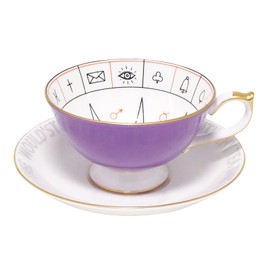 Aynsley NLRS00002C Nellos Fortunetelling Tea Cup & Saucer, Approx. 7.8 fl oz (200 ml), Violet