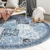 KILOCOCO Moroccan Super Soft Round Rug 5Ft, Blue/Multi Washable Kitchen