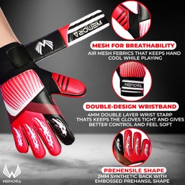 WEMORA Soccer Goalie Gloves for Kids Youth Junior Boys 4mm Anti Slip Strong Grips Palm Football Goalkeeper Gloves