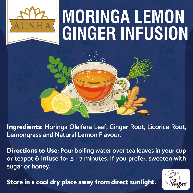 Ausha Moringa Tea 100g - Moringa + Ginger + Licorice