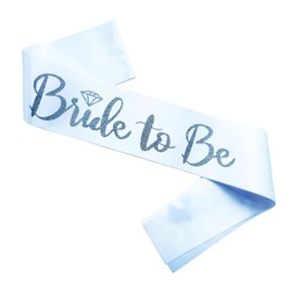 Ashaqshnglee Bride to Be Sash, Bachelorette Party Sash for Bridal Shower Wedding Party Favors Accessories Supplies Engagement Gifts,White Satin with Glitter Letter Silver