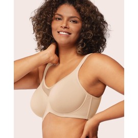 HSIA Minimizer Bras for Women Plus Size, Full Coverage Coolcomfort T Shirt Unlined Bra with Underwire & Wide Strap Support for Heavy Breast, Light Beige 42DDD
