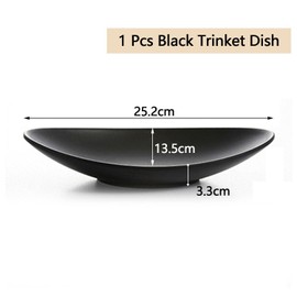 GIONAR 1 Pcs Black Trinket Dish Ring Dish Key Dish Jewellery Tray, 25.2x13.5x3.3cm Oval Melamine Trinket Plate, Jewelry Bowl Decorative Dish Key Tray for Entrance, Bathroom, Kitchen and Bedroom
