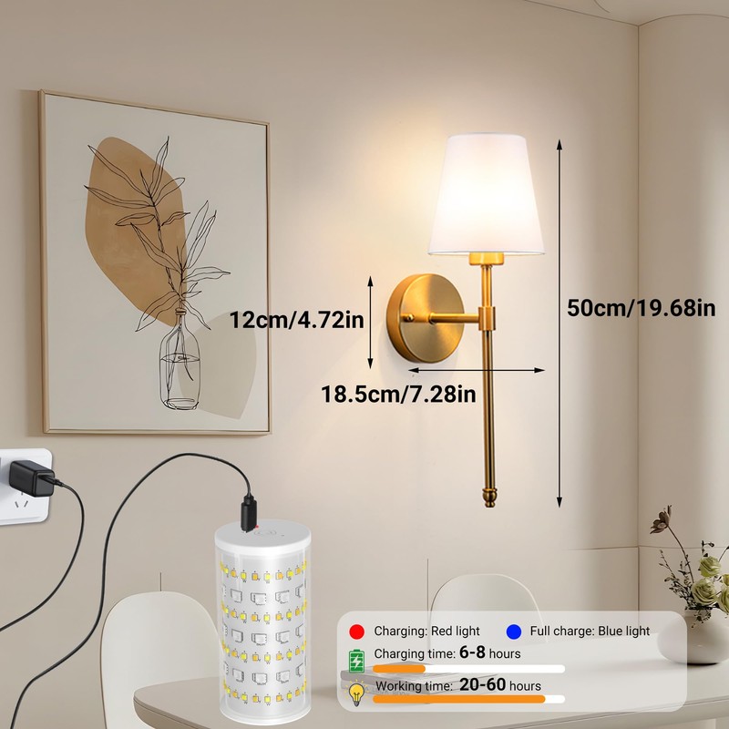 Battery Operated Wall Sconces Set Of 2, Wireless Battery Wall