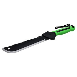 Grip 11-1/4" Serrated Blade Machete with Nylon Sheath - Saw Blade Machete - Non-Slip Rubber Handle