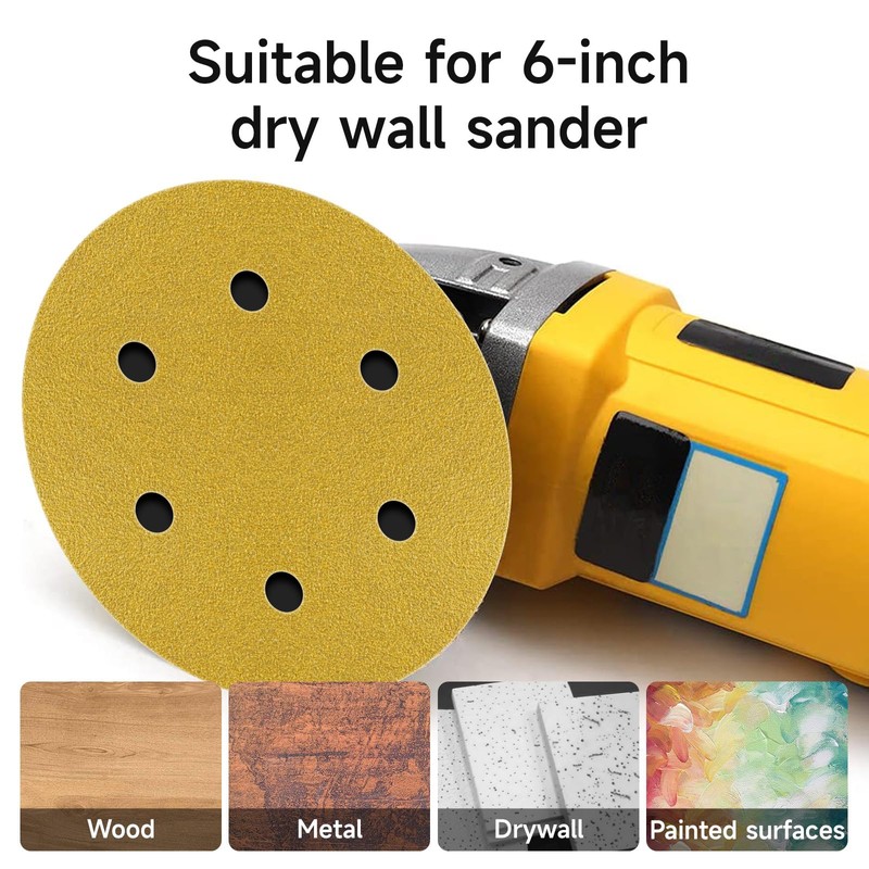 STEBRUAM 50pcs 150mm sanding discs,Sanding Discs Pads for Random Orbital