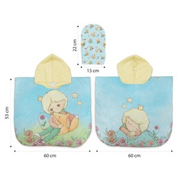 Baby Bathrobe with Hood Child Terry Towel Bath Pool + Glove Wash Cloth, Little Prince Color